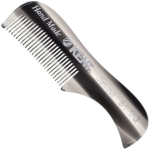 KENT A 81T Graphite X-Small Men's Beard Mustache Pocket Comb, Fine Toothed for Facial Hair Grooming and Styling. Hand-Made of Quality Cellulose Acetate, Saw-cut Hand Polished....