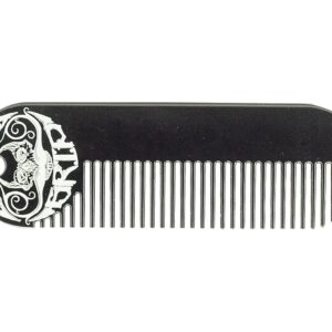 Mustache & Beard Comb Or Fine Tooth Moustache Pocket Metal Powder Coated Black Keychain Comb For Men - 3.25 x 1 Inches by Death Grip