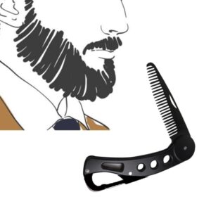 Stainless Steel Folding Beard and Mustache Comb for Men's Grooming - Anti-Static Hair Styling Pocket Beard Comb