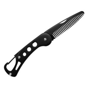 Stainless Steel Folding Beard Comb, Portable Multifunction Anti Static Comb for Men Mustache Styling