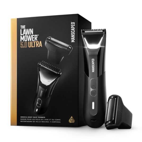 MANSCAPED® The Lawn Mower® 5.0 Ultra Groin & Body Hair Trimmer – Dual-Head SkinSafe® Trimmer & Foil Blades, Waterproof Wet/Dry Groomer, USB-C Rechargeable with Travel Case,...