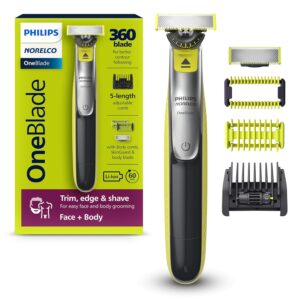 Philips Norelco OneBlade 360 Hybrid Face + Body, Electric Beard Trimmer, Shaver and Body Groomer, with 360 Blade Technology, 1x 360 Blade for Face, 5in1 Adjustable Comb, 1x Body...