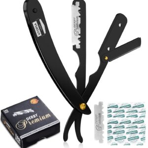 Utopia Care Professional Straight Razor for Men, Barber Straight Edge Razor Safety with 100 Pack Blades, Black